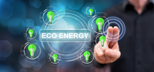 Man touching an eco energy concept