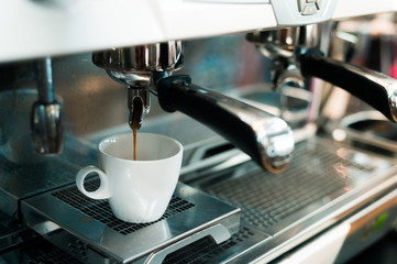 black coffee morning on coffee maker