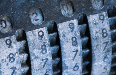 Vintage manual adding machine isolated - 200