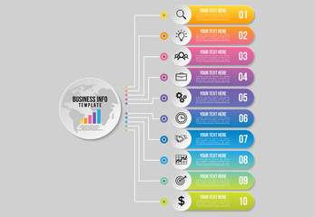 Vector Infographics Elements Template Design with Marketing Icons and options Steps can be used for presentation, diagrams, annual reports, workflow layout