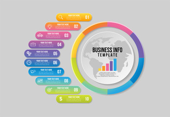 Vector Infographics Elements Template Design with Marketing Icons and options Steps can be used for presentation, diagrams, annual reports, workflow layout