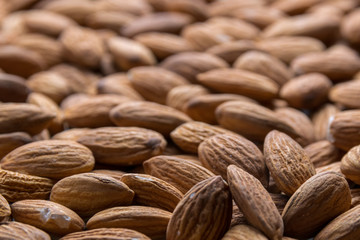 Almond nuts close up. Healthy fitness super food.