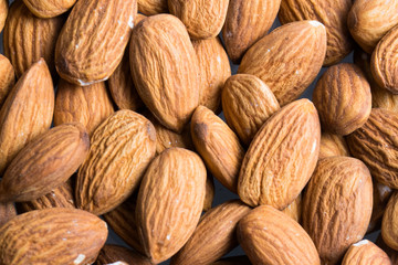Almond nuts close up. Healthy fitness super food.