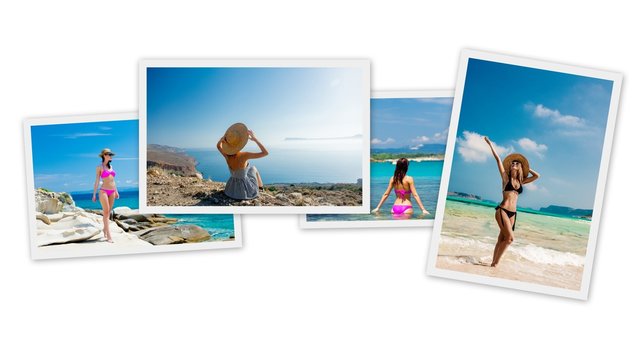 Collage of photos of memories from traveling to Greece.