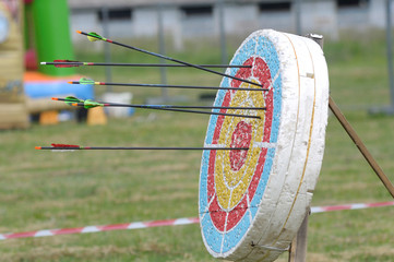 Archery. Cockshy with arrows stucked