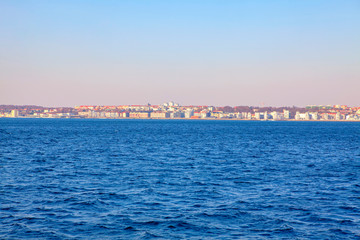 Fototapeta premium view of Helsingborg town in Sweden from the ship 