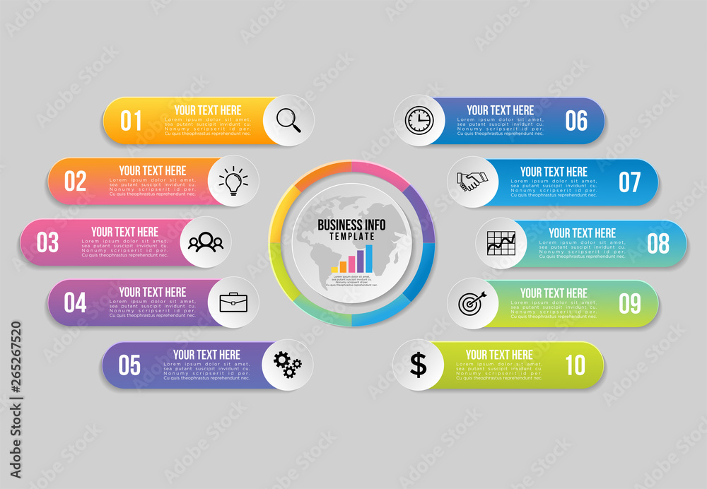 Wall mural vector infographics elements template design with marketing icons and options steps can be used for 