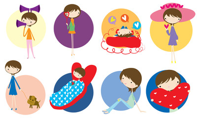 Set of woman cartoon vector