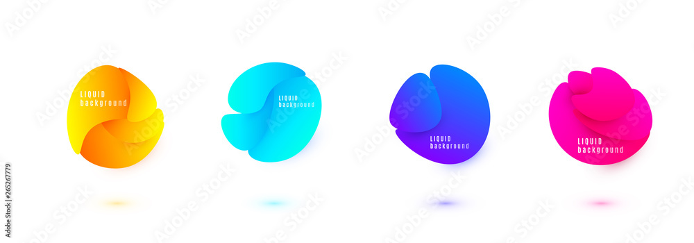 Poster abstract liquid shape vector design. fluid gradient background. isolated graphic wave elements with 