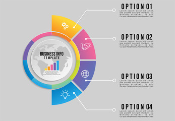Vector Infographics Elements Template Design with Marketing Icons and options Steps can be used for presentation, diagrams, annual reports, workflow layout