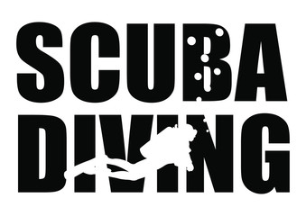 Concept design logo of scuba diving typography drawing