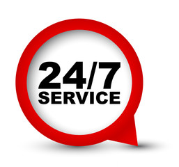 red vector banner 24/7 service