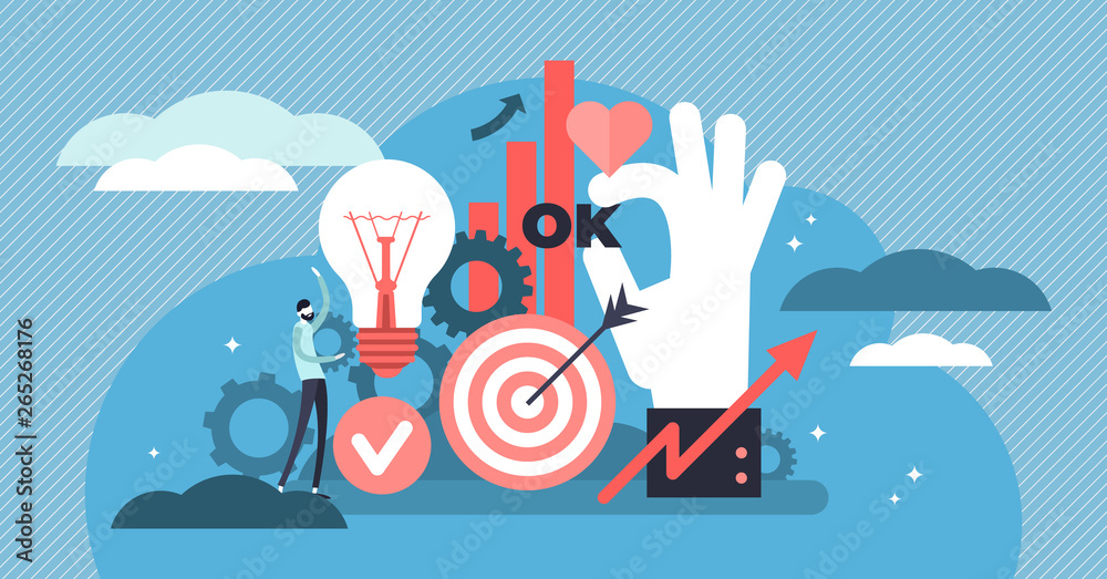 Wall mural productivity vector illustration. flat tiny work efficiency persons concept