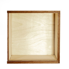 empty natural wooden box for happy gifts