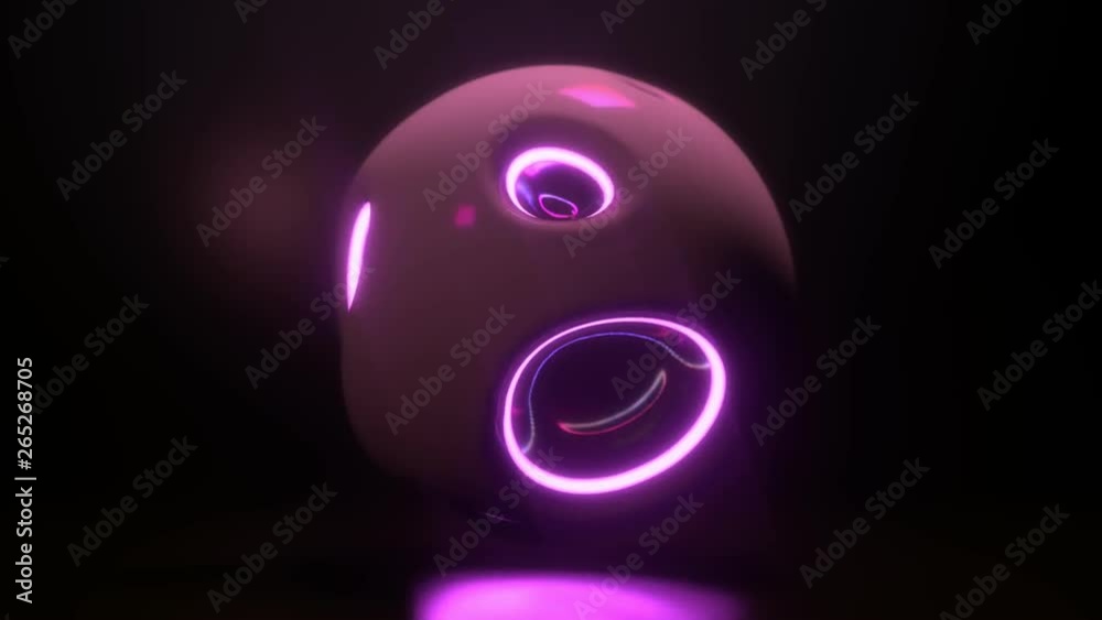 Poster glowing neon light sphere. abstract background with futuristic ultraviolet wavy ripples. motion desi