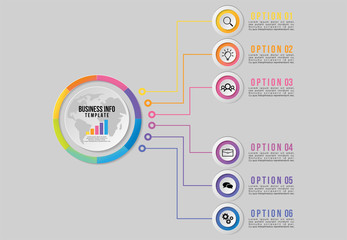 Vector Infographics Elements Template Design with Marketing Icons and options Steps can be used for presentation, diagrams, annual reports, workflow layout