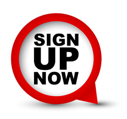 red vector banner sign up now