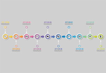 Vector Infographics Elements Template Design with Marketing Icons and options Steps can be used for presentation, diagrams, annual reports, workflow layout