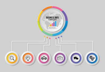 Vector Infographics Elements Template Design with Marketing Icons and options Steps can be used for presentation, diagrams, annual reports, workflow layout