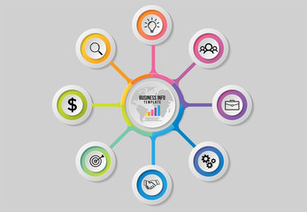 Obraz premium Vector Infographics Elements Template Design with Marketing Icons and options Steps can be used for presentation, diagrams, annual reports, workflow layout