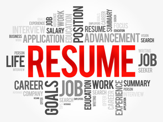 Resume word cloud collage, business concept background