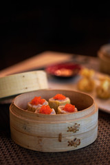 Dim Sum in Bamboo Steamed Bowl asian Restaurant