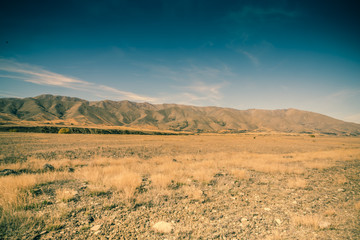 landscape with mountains and blue sky