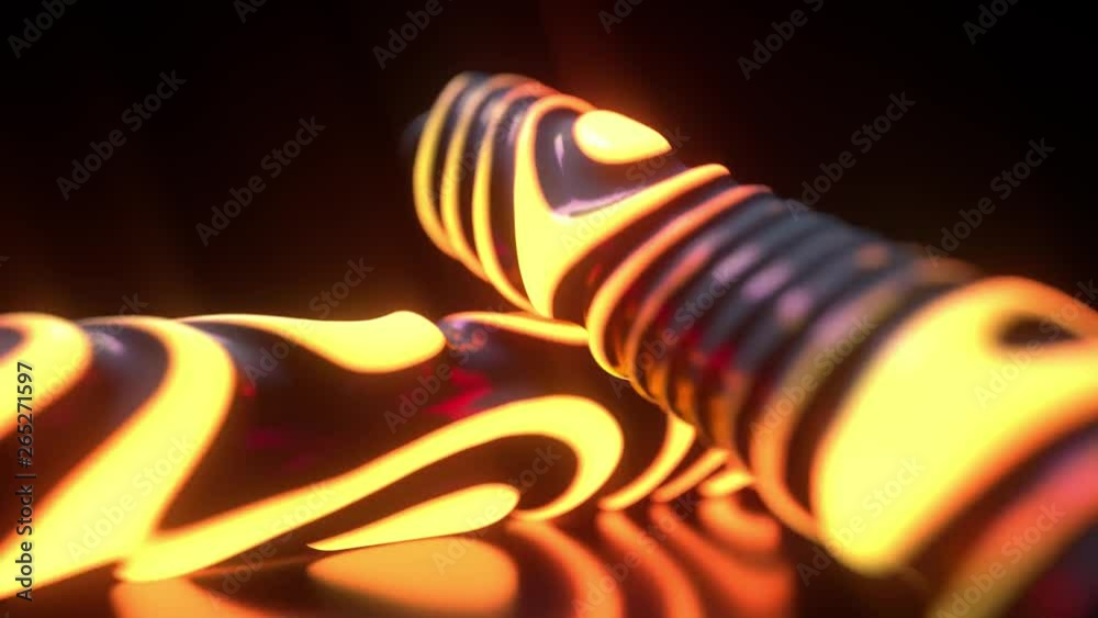 Poster glowing neon light shapes. abstract background with futuristic burning surface. motion design templa