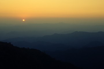 Mountain from the highest point of the sunset view.