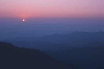 Fototapeta premium Mountain from the highest point of the sunset view.