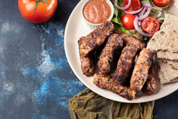Kebapche or cevapcici, balkan minced meat kebab