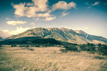 landscape with mountains and clouds