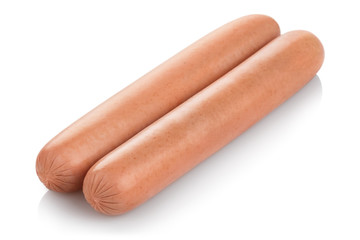 Two sausages, isolated on white background