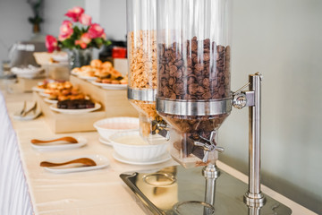 Cereal dispensers for self service breakfast in  hotel