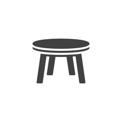 Round table vector icon. filled flat sign for mobile concept and web design. Coffee table glyph icon. Symbol, logo illustration. Pixel perfect vector graphics