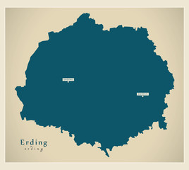 Modern Map - Erding county of Bavaria DE