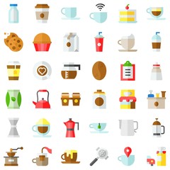 Coffee related vector icon set, flat stye