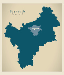 Modern Map - Bayreuth county of Bavaria DE