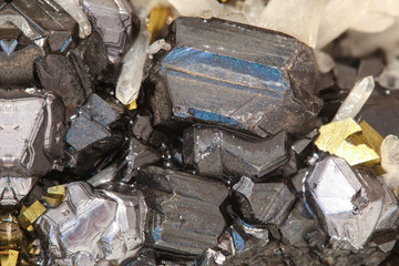 Detail of quartz magnetite and pyrite crystal