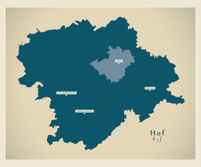 Modern Map - Hof county of Bavaria DE