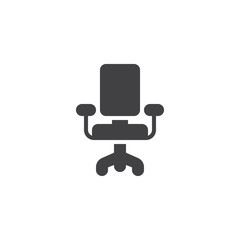 Office chair vector icon. filled flat sign for mobile concept and web design. Desk chair glyph icon. Symbol, logo illustration. Pixel perfect vector graphics