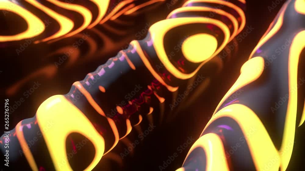 Poster glowing neon light shapes. abstract background with futuristic burning surface. motion design templa