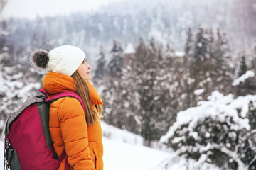 Beautiful woman at winter resort