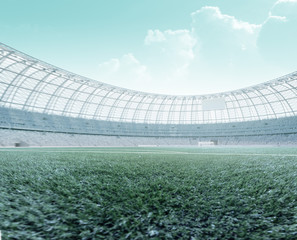 Soccer stadium,turquoise and hi-key toning photorealistic 3d illustration, 3d render