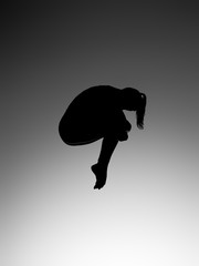 athletic jumping girl studio shot