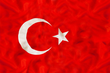 Turkey national flag with waving fabric 