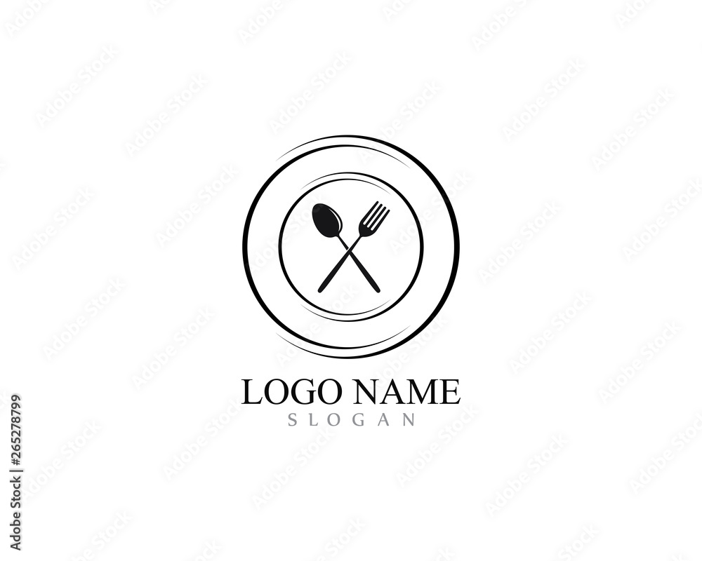 Wall mural fork and spoon logo template