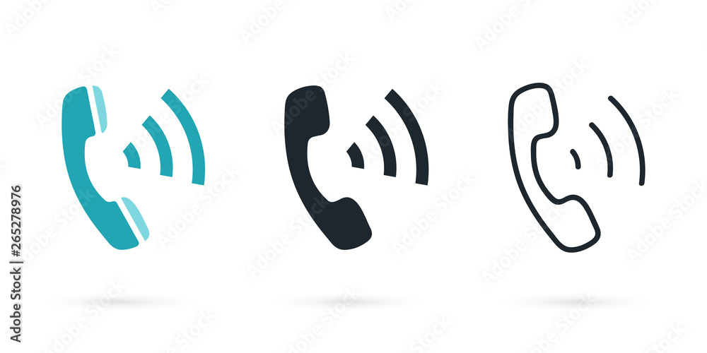 Poster phone icon in flat style. telephone sign. thin lines phone icons. handset with waves. call icon.