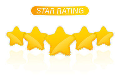 Five golden stars quality rating icon. Vector illustration