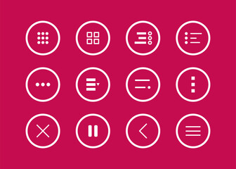 Navigation button. Hamburger menu icons set. Collections mobile buttons menu for apps and web ui. Vector illustration